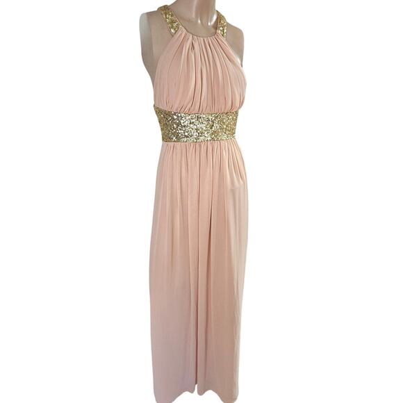 NWT Calvin Klein Dress Nude Flowy Chiffon Layers Soft Sheer Goddess Ballet 10 - Picture 4 of 15